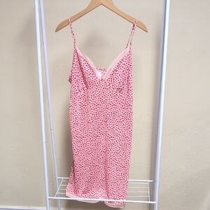 Elegant Pink Floral Slip with Lace Accents